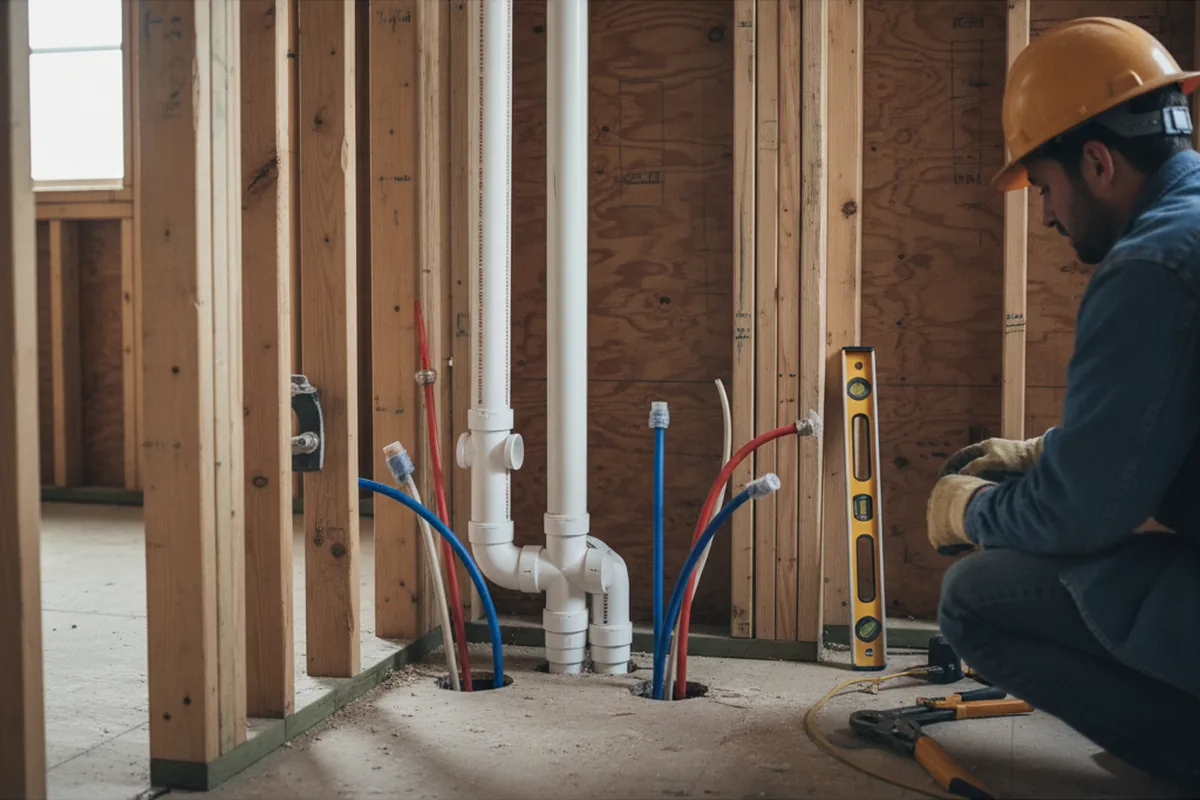 Drain and supply rough-in during Leak Detection in Summersville